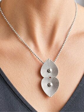 Beau Sterling Silver textured double heart brooch pin Vintage